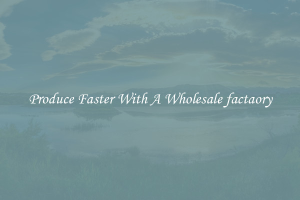 Produce Faster With A Wholesale factaory