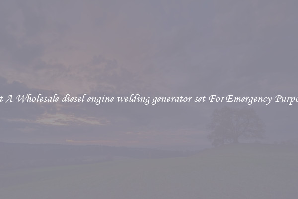 Get A Wholesale diesel engine welding generator set For Emergency Purposes